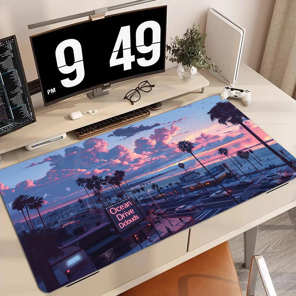 

Gaming Mouse Pad Large Keyboard Pads Pixel MousePad Neon Street Mousead Locking Edge Mouse Mat Gamer Mause Carpet PC Desk Mat