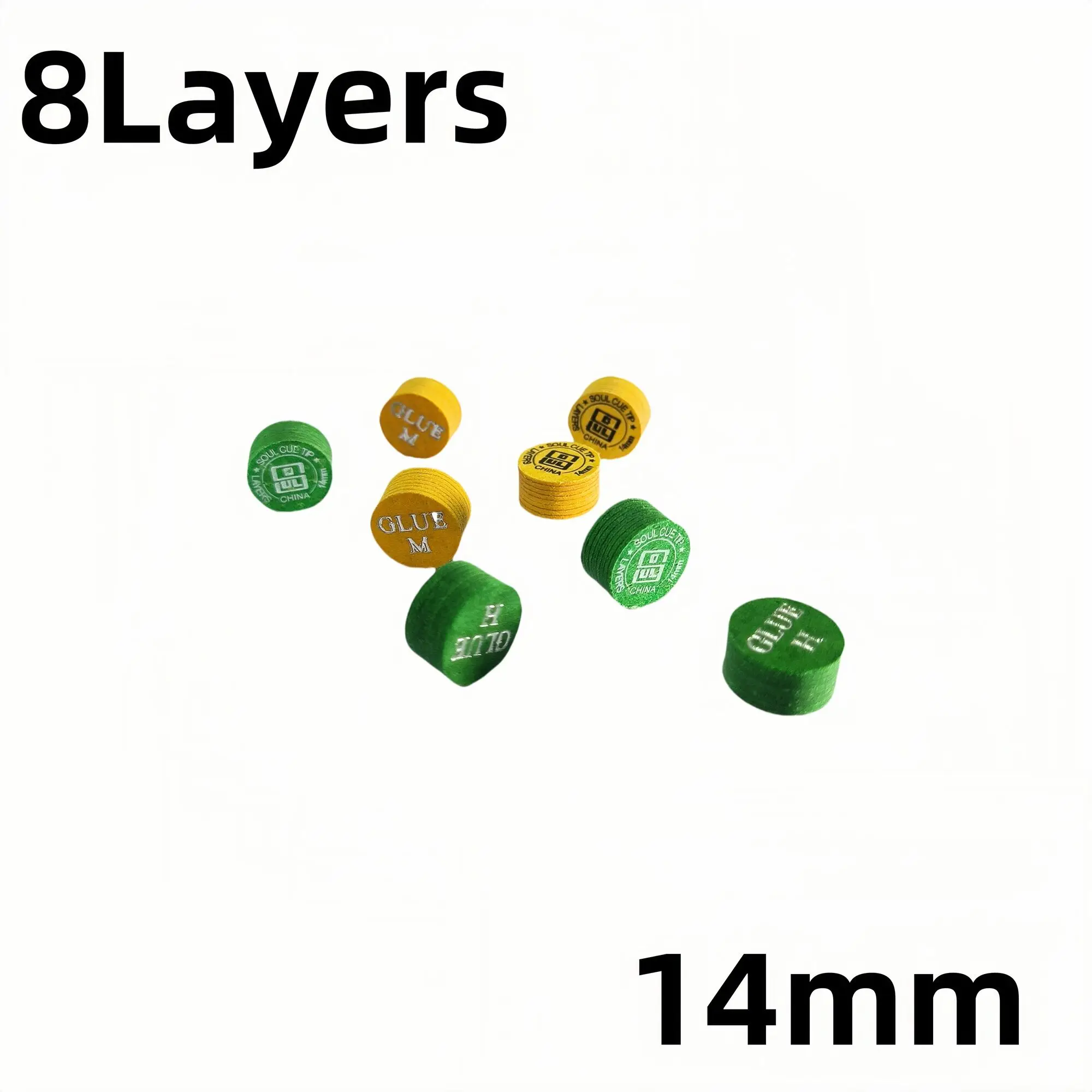 

Soul 2PCS 14mm Billiards Pool Cue Tips 8 Layers M/H Hardness For Billiard Cue Head Snooker Tips