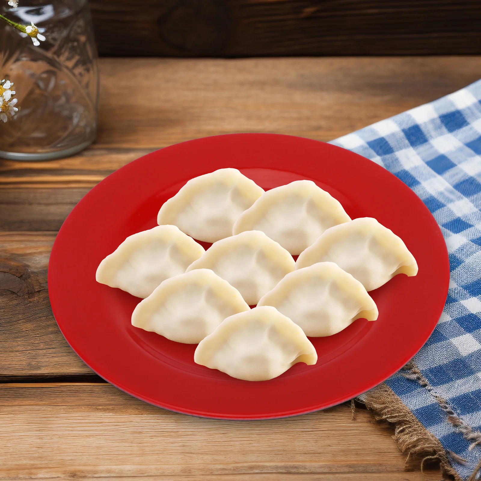 4 Stück rot-schwarzes Melamin-Geschirr, leichte, kratzfeste Teller, ideal für drinnen und draußen, Esszimmer, Freizeitmahlzeiten, Partys