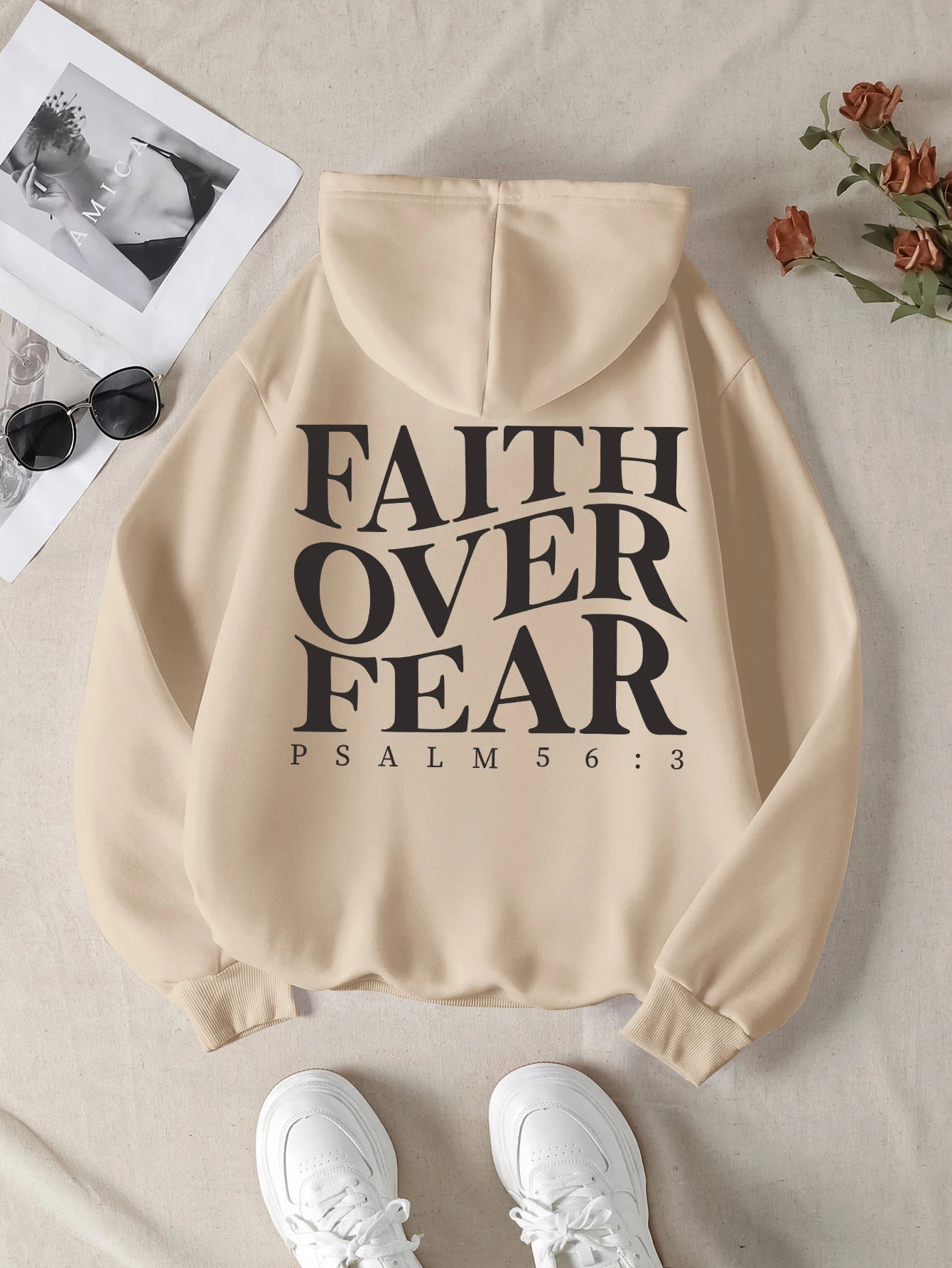 Faith over fear Christian Hoodie Christian hoodie Jesus hoodie Fashion hoodie Bible Verse Men and women can be aesthetic 2024