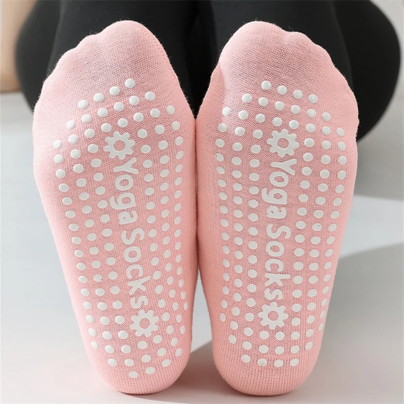 여성용 핑크 요가 양말, 순면 미끄럼 방지 섹션 붕대, 스포츠 발레 댄스 양말, 수분 흡수 땀, 1 쌍 