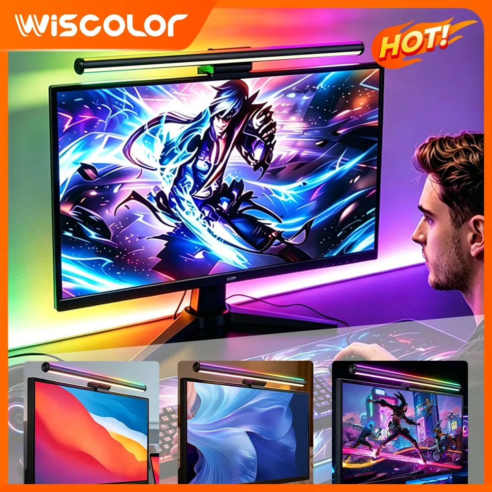 Wifi Computer Lightbar Monitor Light Bar Lamp Screen Setup RGB Remote Control Room Decoration LED Gaming Lights Desk Accessories