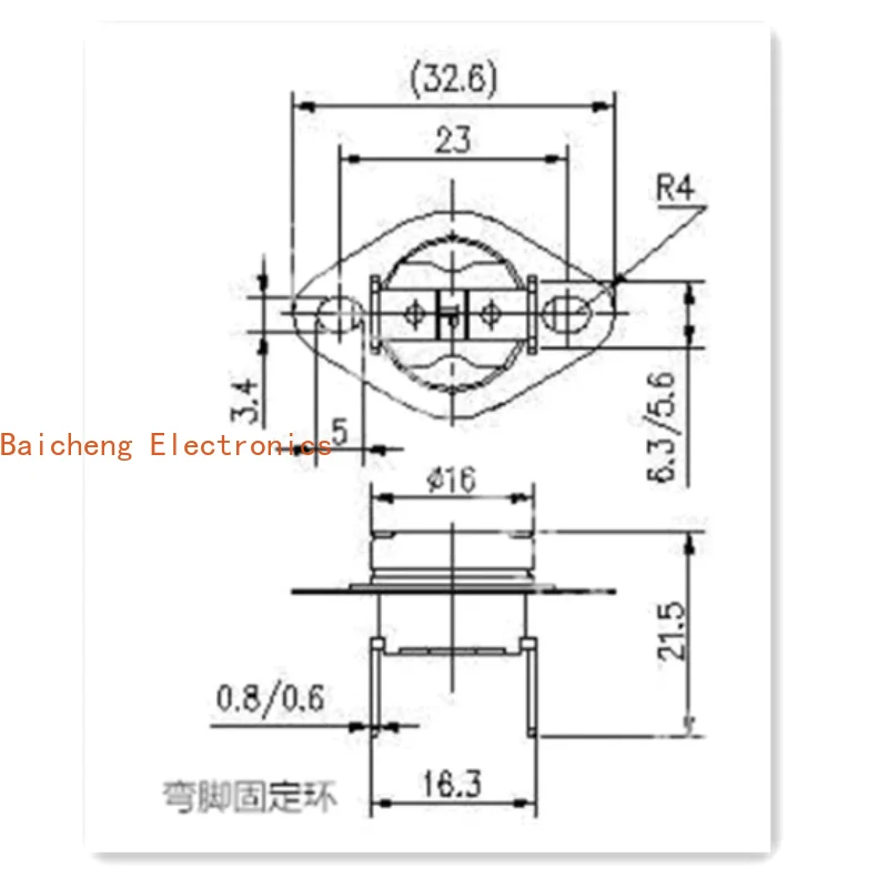 10PCS KSD301/KSD302 temperature control switch flat foot fixing ring 16A 95 degrees normally open and normally closed