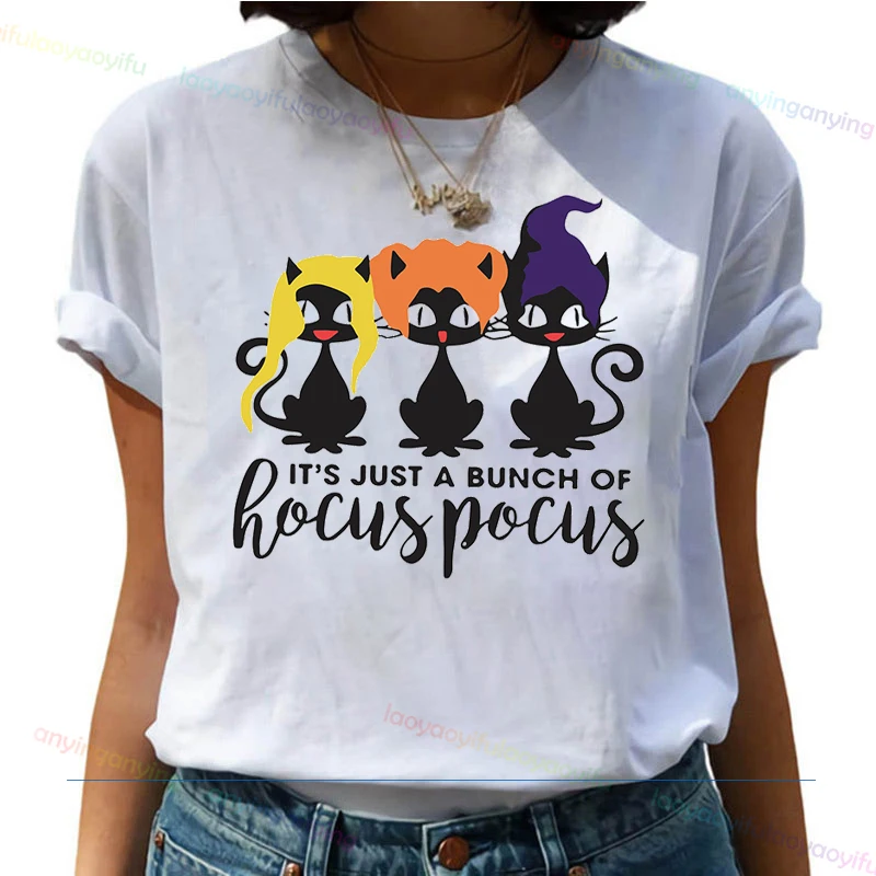 Hocus-Pocus Merchandise Halloween Shirts Kenzoo Clothes Classic Harajuku Fall Shirt Vintage Movie Mens Clothing Womens Top