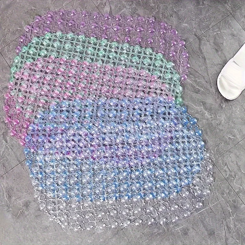 

1 Pc, Solid-color PVC Oval Droplet-pattern Bathroom Shower Mat, Bathroom Anti-slip Mat, Anti-slip Mat
