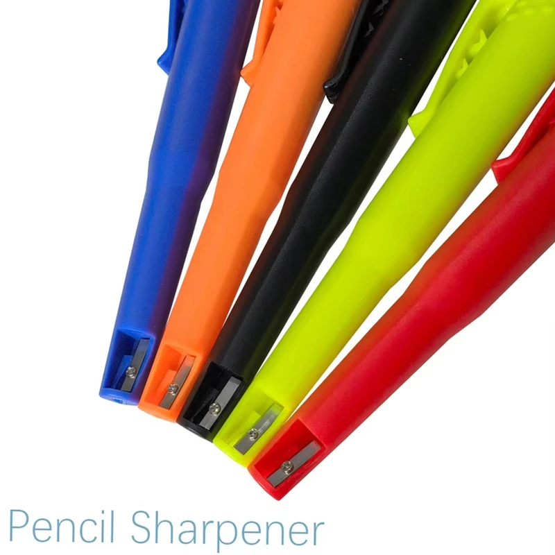 Solid Carpenter Pencil Set 2.8Mm Deep Hole Mechanical Pencil Marker With Built In Sharpener For Carpenter Woodworking-AT64
