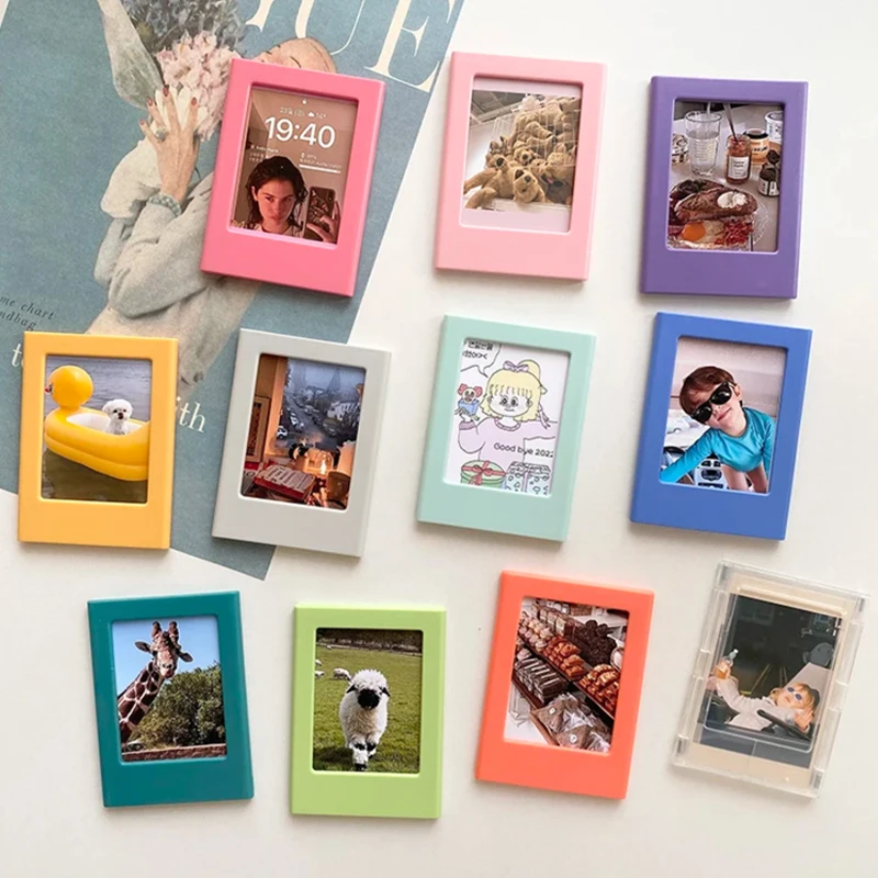 3-Inch Mini Colourful Magnet Photo Frames 5/10/15/20/25/50pcs Diy Decor Display Stand Film Photo Frame Home Decor