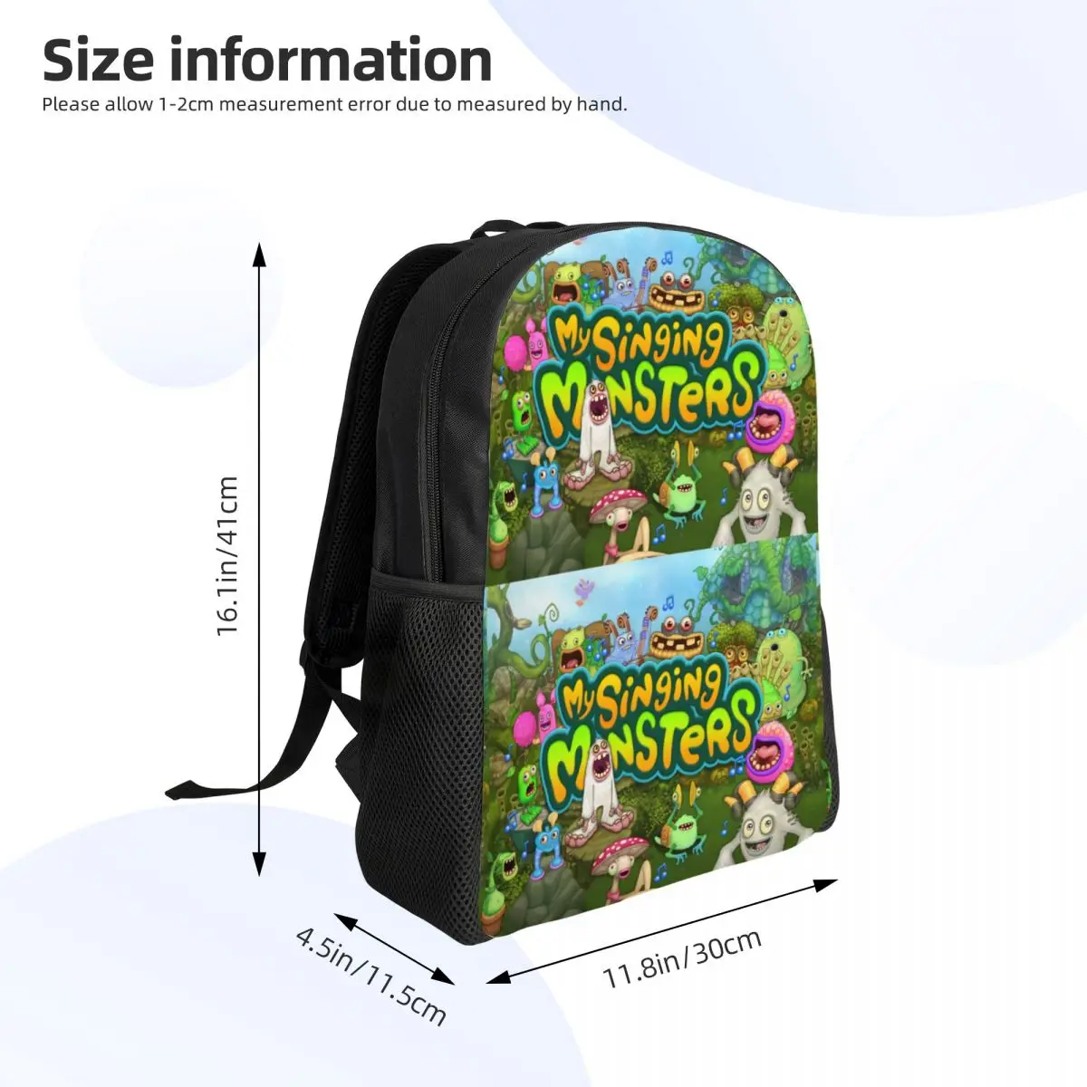 Customized My Singing Monsters Video Games Playground Backpack Men Women Fashion Bookbag for School College Bags