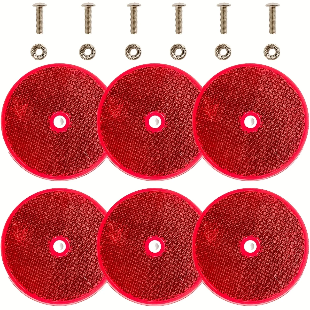 6pcs 3in Safety Reflectors Red Round Reflectors with Stainless Steel Screw Used for Mailboxes, Driveway, Tunnels,Trailer