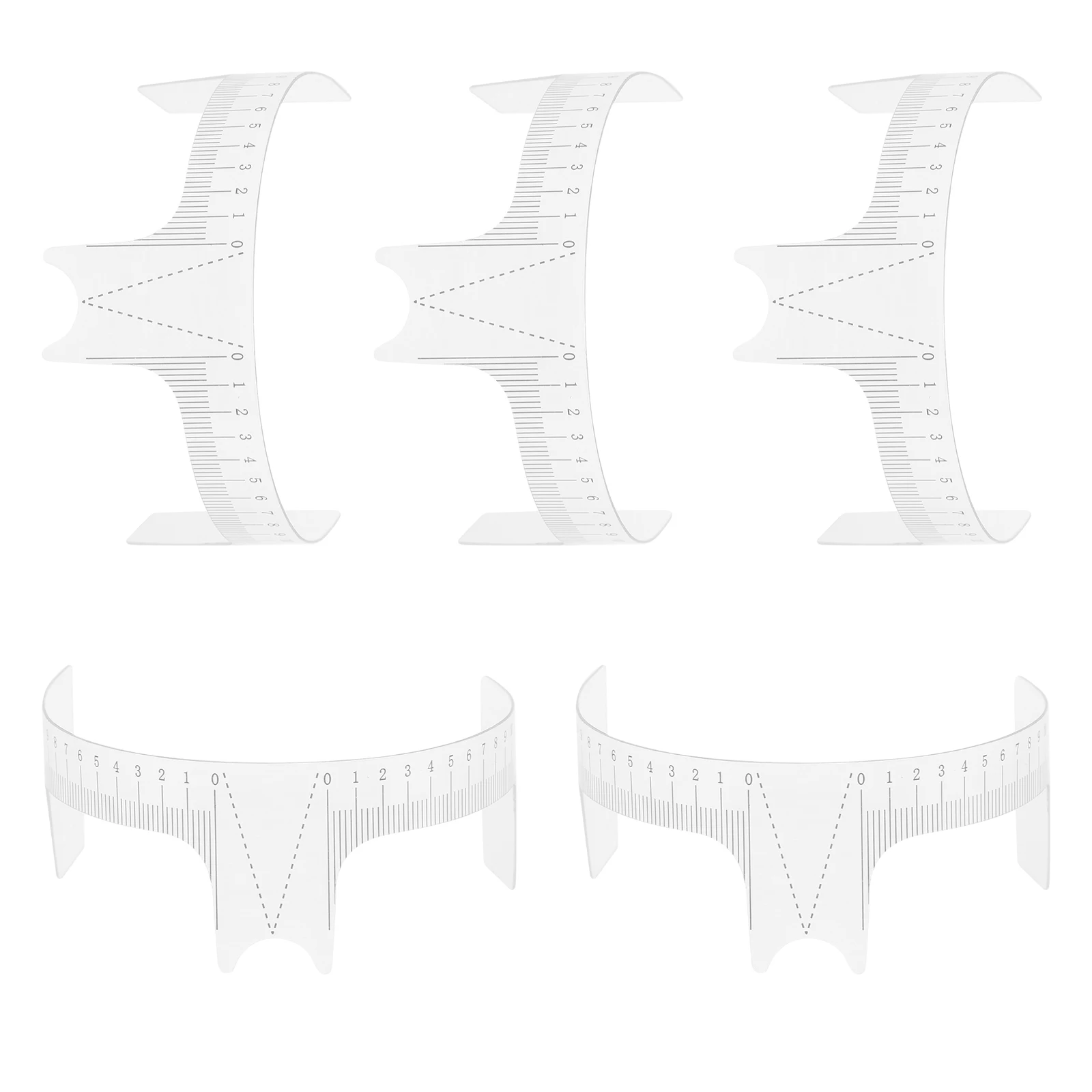 

5 Pcs Eyebrow Symmetric Ruler Portable Stencil Tattooing Position Plastic Templates Shaping Tools Makeup Brushes Accessories