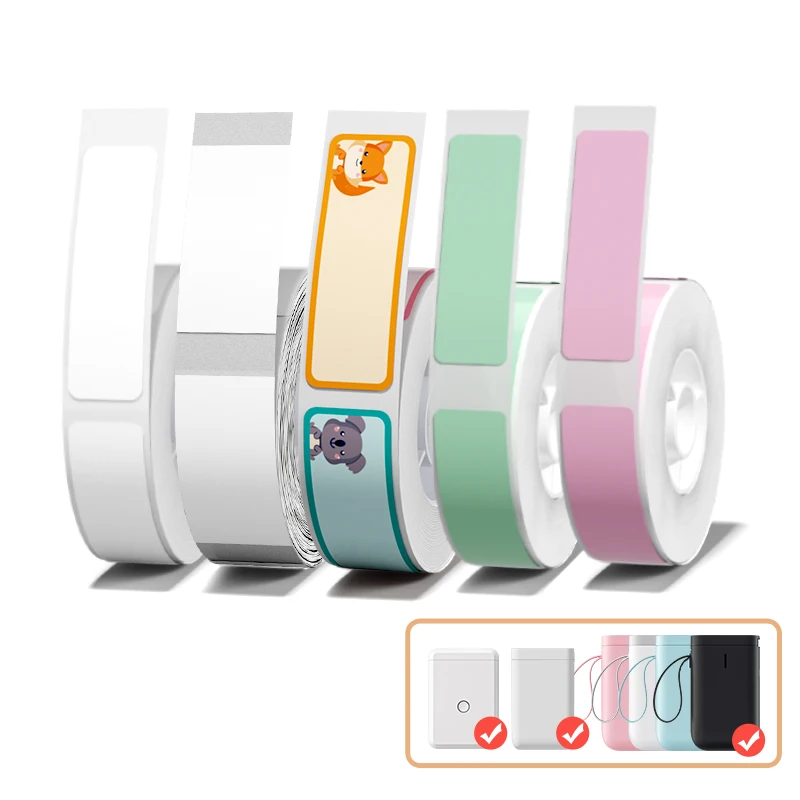 Niimbot 5 rolos de papel de etiqueta à prova d'água, etiqueta de preço de código de barras, à prova de óleo, resistente a rasgos, adesivo transparente para d11/d110/d101/h1/h1s