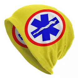 Paramedic Star Of Life Logo Skullies Beanies Caps Unisex Trend Winter Warm Knit Hat Adult Emergency Medical EMT Bonnet Hats