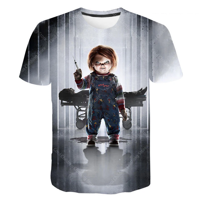 Summer Kawaii Toy Story Chucky T-shirt Girls Boys Children\'s Cartoon Anime Pattern Girls Boys Fashion Parent-Child Clothing