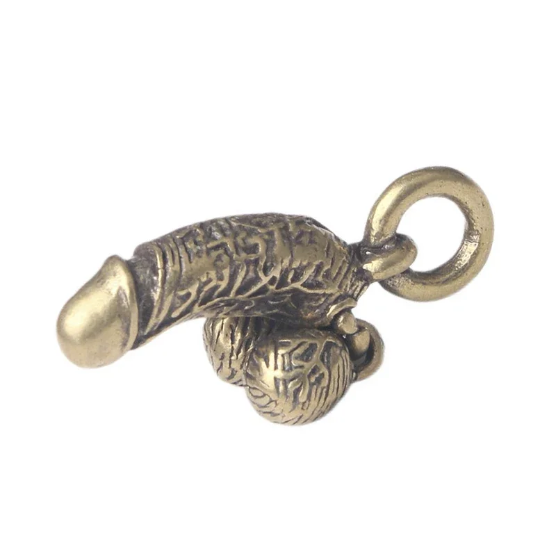 2Pcs Brass Monkey Phallic Good Luck Mantras Pendant Penis Amulet Wealth Sex Charm Figurine Buddhist For Diy Key Chain Jewelry