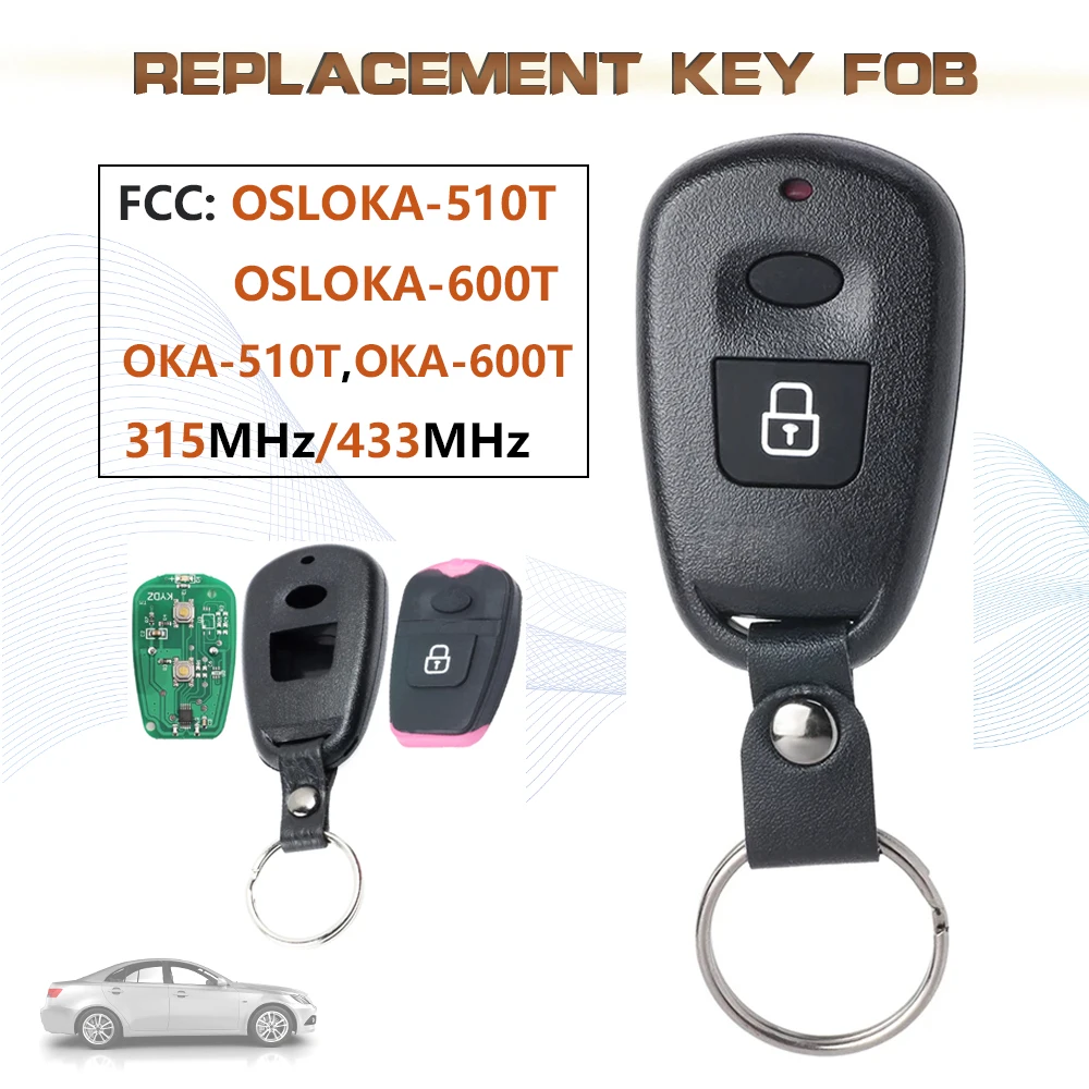 KEYECU 315MHz/433MHz FCC:OSLOKA-510T Replacement Remote Key Fob 2 Button for 2002-2006 Hyundai Santa Fe Trajet  Elantra