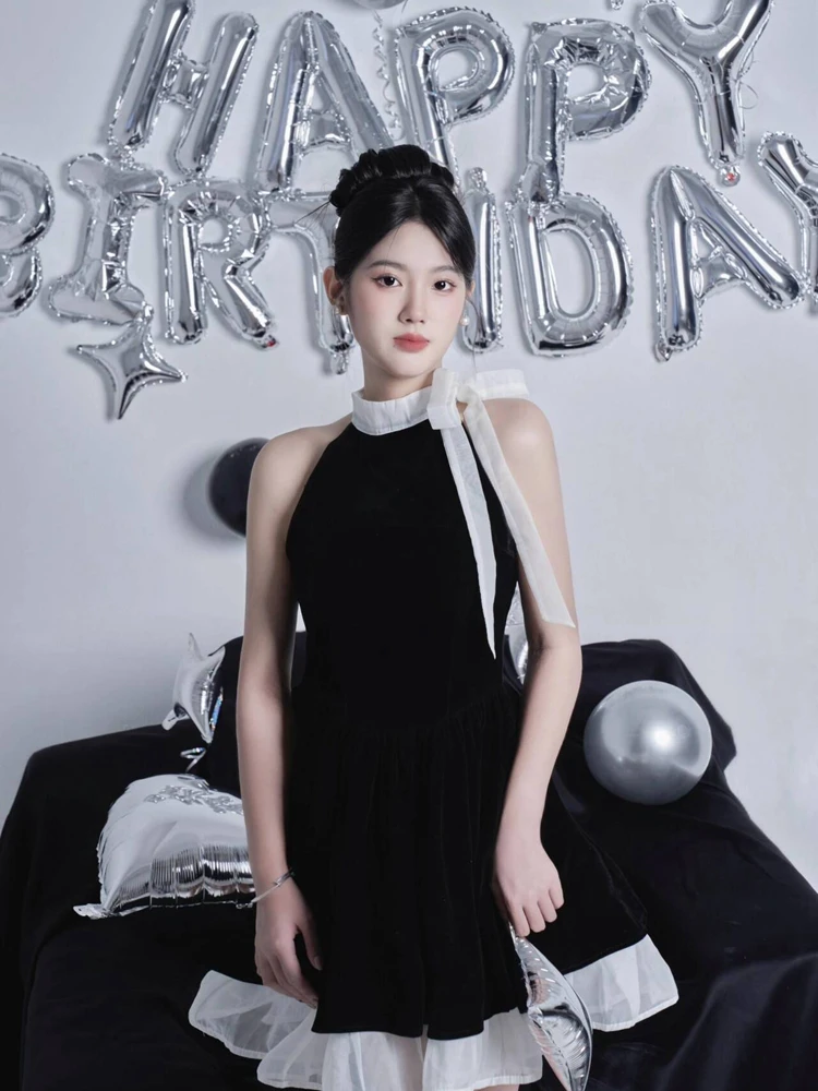 

Платье Black Series для фотосессий в корейском стиле, с художественным эффектом тени, женская мода, весенний сезон