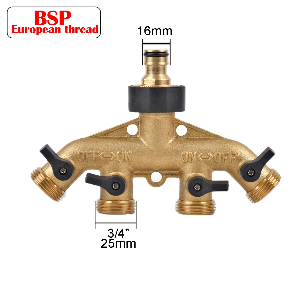 4-drożny mosiężny rozdzielacz węży ogrodowych typu Y Złącze kranu do podlewania Dystrybutor do kranu zewnętrznego i kranu ogrodowego