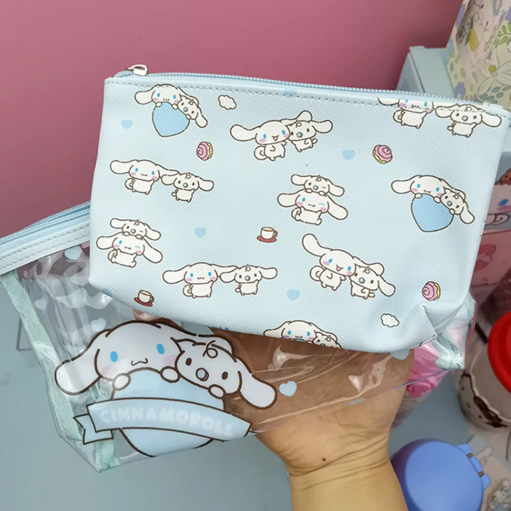 MINISO Sanrios Cinnamoroll Hangyodon HelloKittys Kuromi Storage Bag Cartoon Cute Cosmetic Bag Pencil Case Gift 2 Piece Set