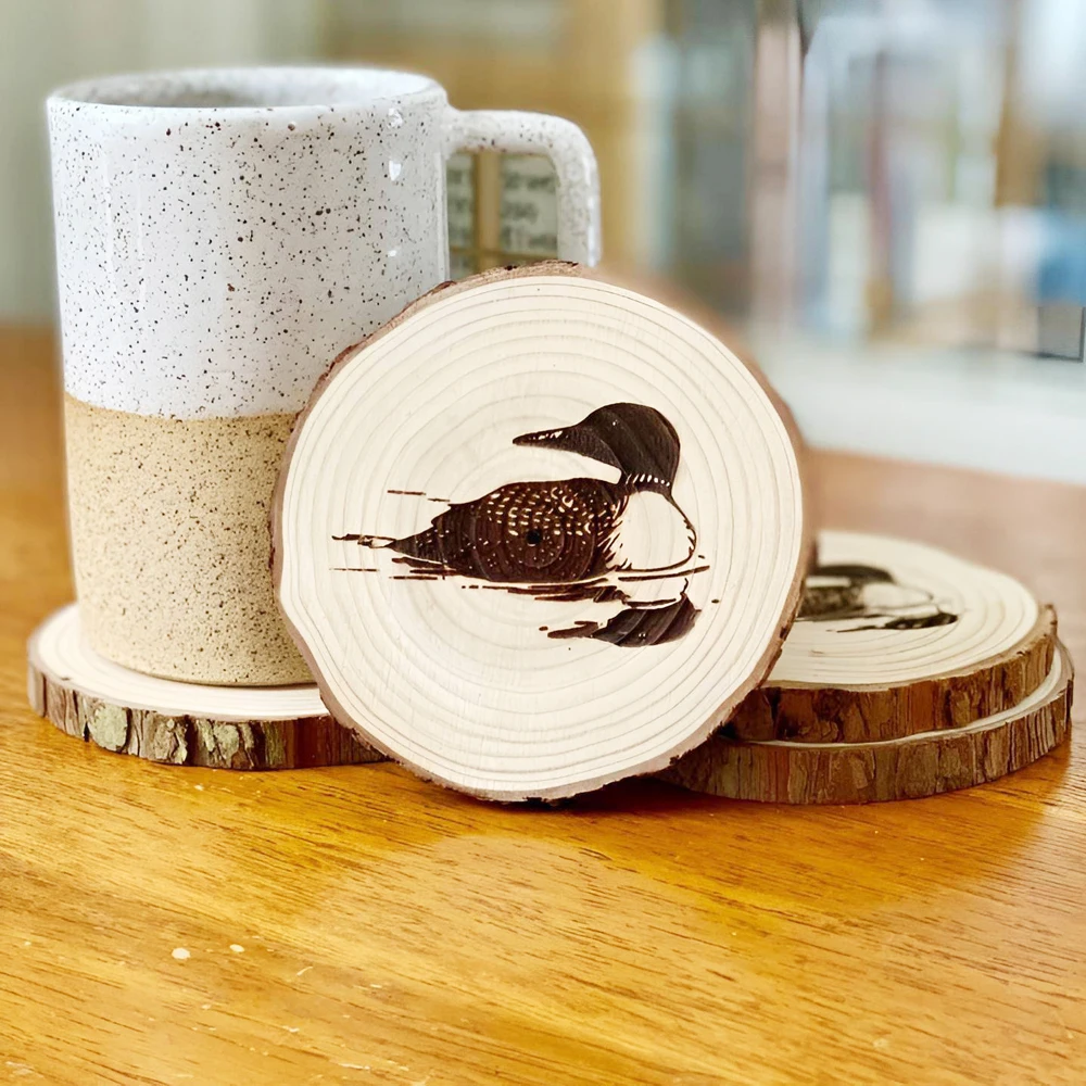 Custom Wooden Coasters with Logo, Personalized Laser Engraved, Gift for Wedding Anniversary, Valentine\'s Day