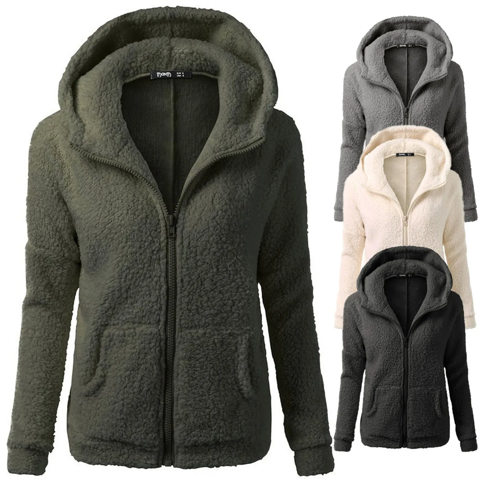 Autumn Winter Warm Jacket Women Hoodie Hooded 2023 Casual Female Hoodies Sweatershirt Zipper Coat Solid Soft Fleece Women Coat