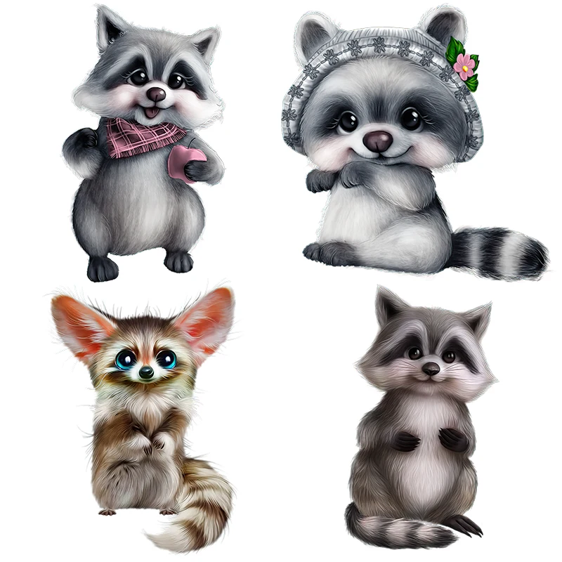 Three Ratels CX50 Super cute little raccoon hand-painted cartoon forest animal wall sticker kid's bedroom decoration
