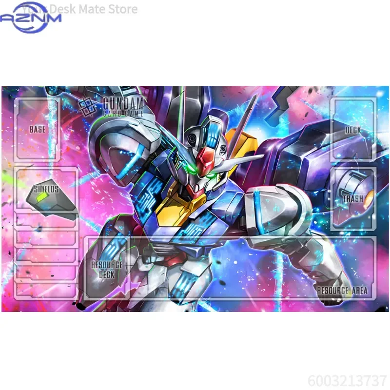 Anime Mecha Robot TCG Game Large Mousepad, Rubber Base Extended Desk Mat, Non Slip Stitched Edge Pad for Card Gaming and Office