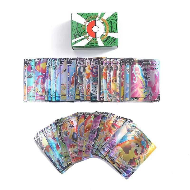 100PCS Pokemon Cards Kawaii English Pikachu Game Collector Laser Flashcards French Children\'s Party Games Playing Cards Kid Toys