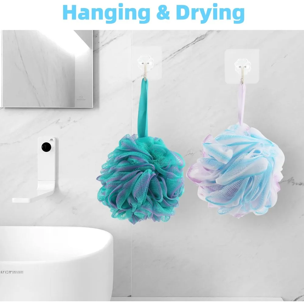 Spons Mandi Loofah 70 Gram Ukuran Besar, 4 Buah Spons Mandi Pengelupas Kulit Pembersih Loofah Bola Penggosok Tubuh untuk Wanita