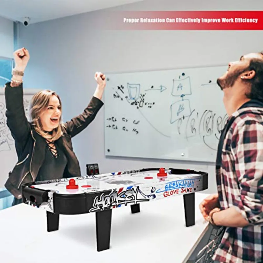 طاولة هوكي هوائية داخلية مقاس 42 بوصة مع لوحة نتائج LED ومحرك قوي ولعب عالي السرعة تتضمن قطعتين ودافعتين أداءً #2