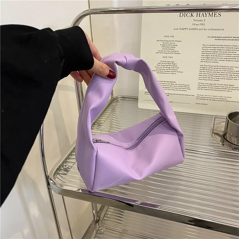 2023 New One Shoulder Armpit Bags Fashion Knot Tofu Handbag Women\'s Subaxillary Bag Simple Casual Soft Pillow Bag Solid Color