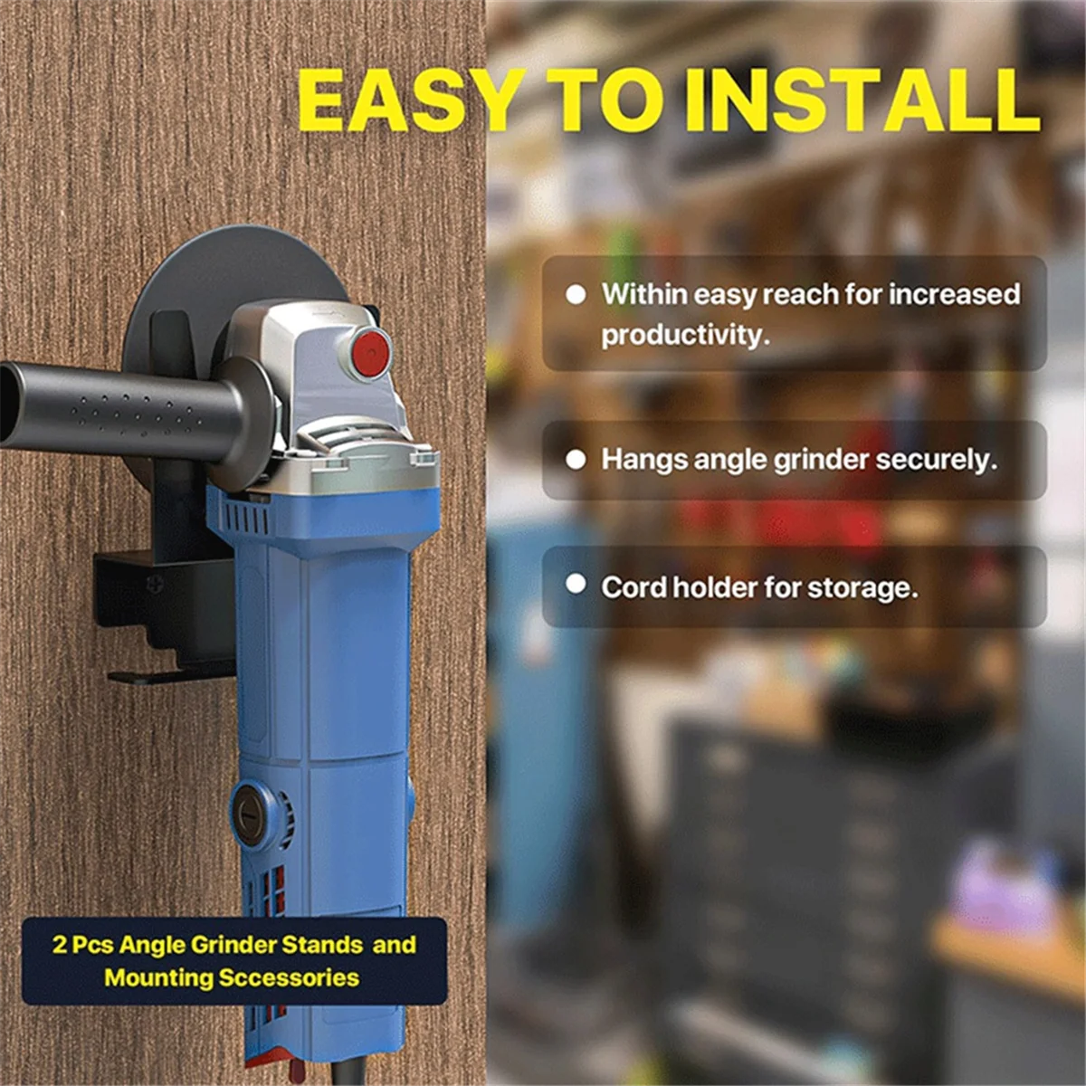 

T61C_Angle Grinder Holder Wall Mount For 5 inch Angle Grinder/Polisher