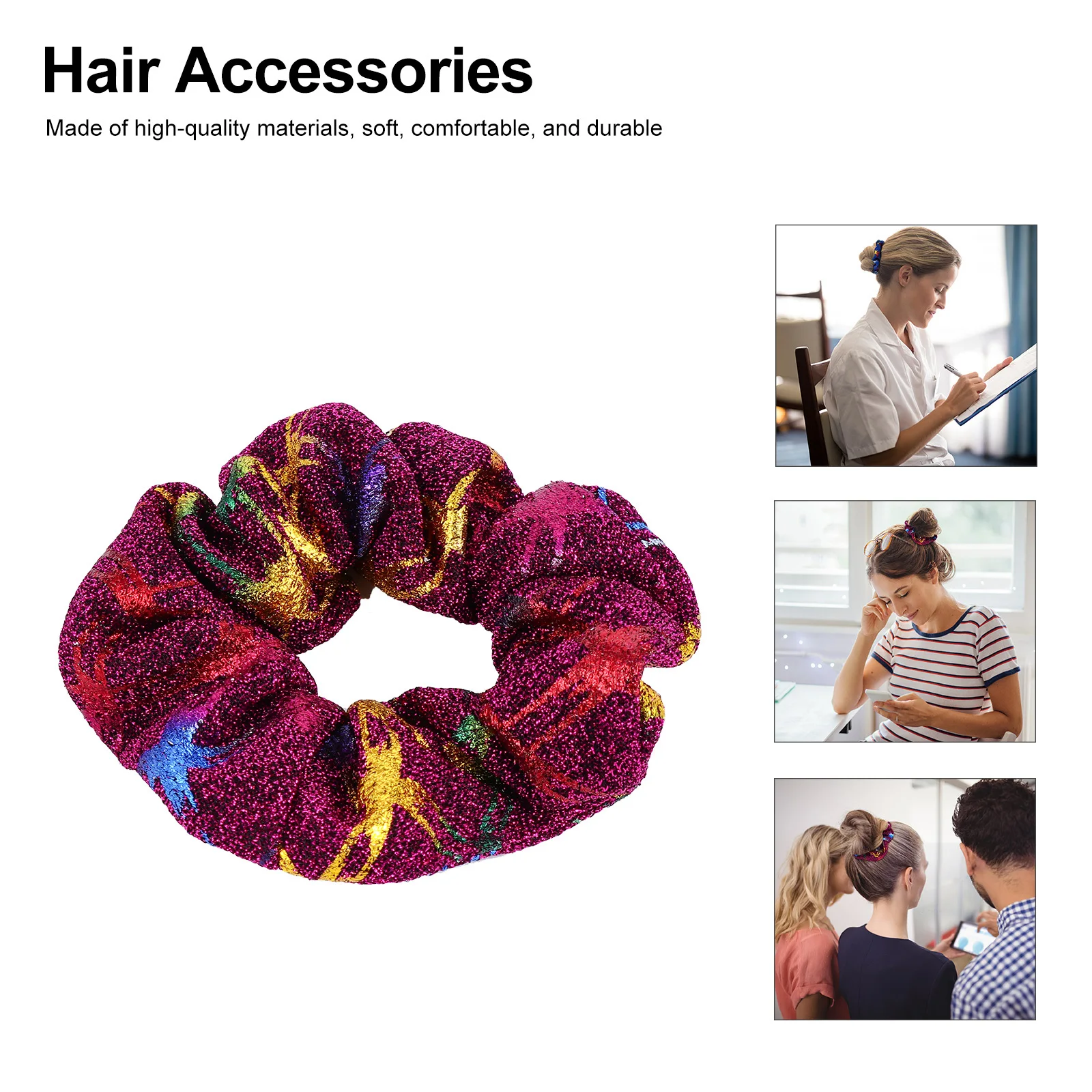 

8pcs Christmas Scrunchies For Decorative Scrunchies Ponytails Holders Hair Accessories Lightweight Elastic Wrist Bands