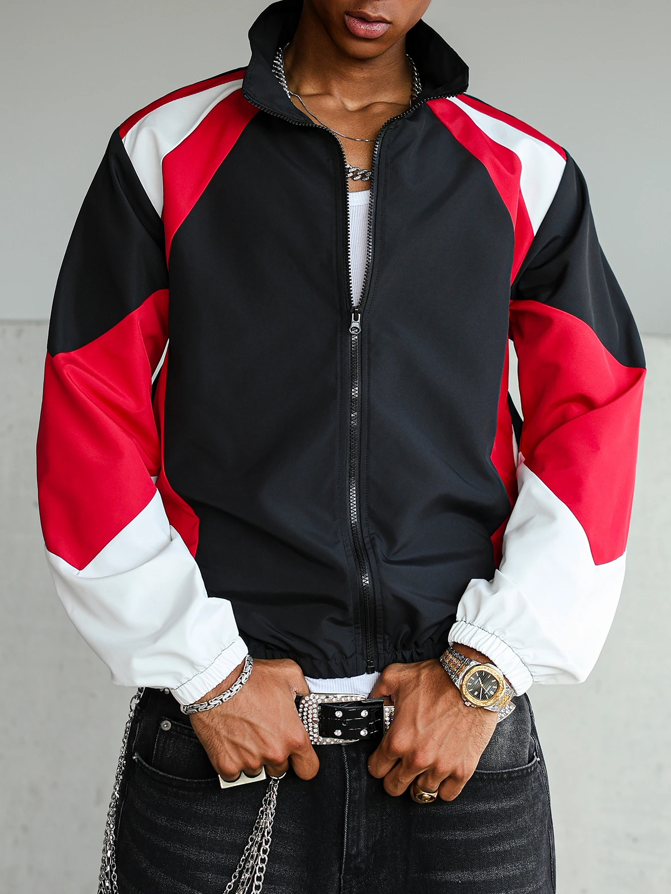 Herren Farbblock-Jacke, Leichtgewichtig, Lässig, Reisegeeignet, Winddicht und Verschleißfest, Hochwertiger Stoff, Geschenk für den Freund – Detail 3