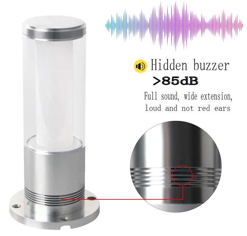 Tricolor In 1 Layer Acousto-optic Signal Tower Light Aluminum Alarm 24V LED Cylindrical Warning Machine Light For Industrial