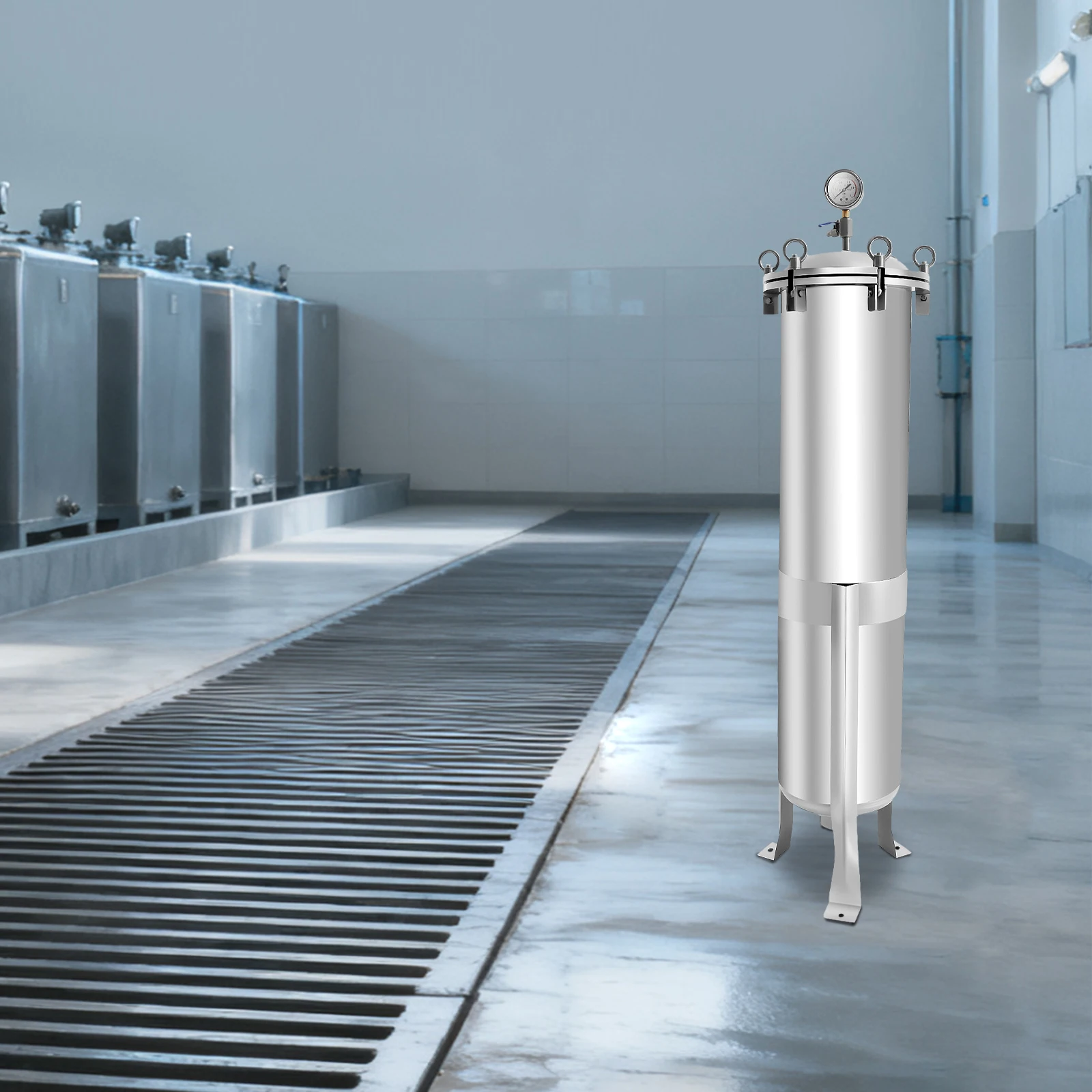 304 مرشح حقيبة الفولاذ المقاوم للصدأ مرشح السائل الصناعي لمعالجة المياه وفصل السائل الصلب الكيميائي عالي الكفاءة