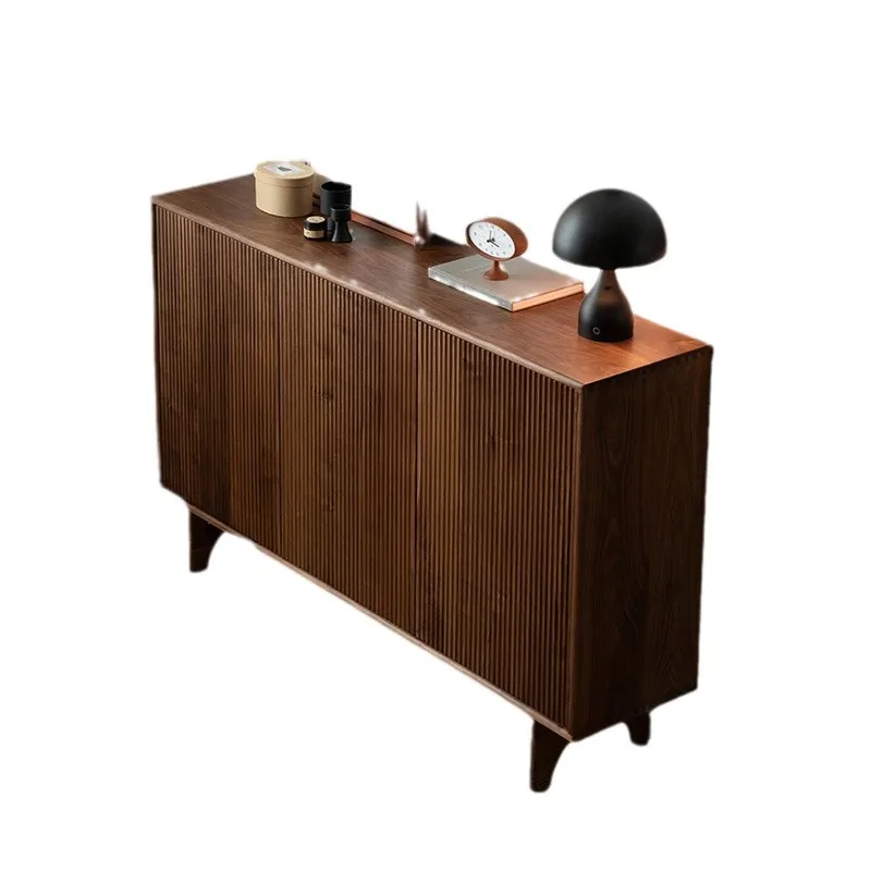 

North American black walnut solid wood storage shoe cabinet, multi-functional porch cabinet at the entrance of the home