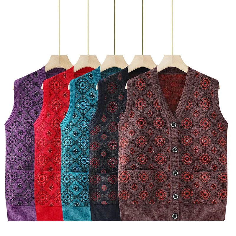 

Вязаный жилет-кардиган с V-образным вырезом для женщин, весна-осень, новый, повседневный, свободного кроя, для мам