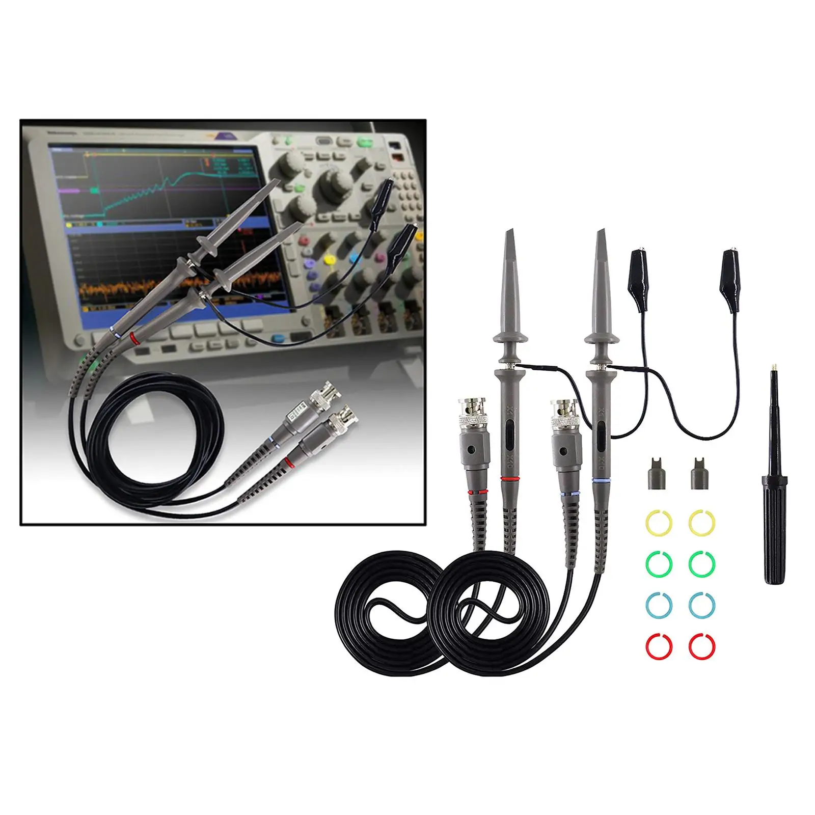 Universal Oscilloscope Probe High Voltage 100mhz Rubber Lead Test Rod Kit for DIY Electrical Automotive Applications