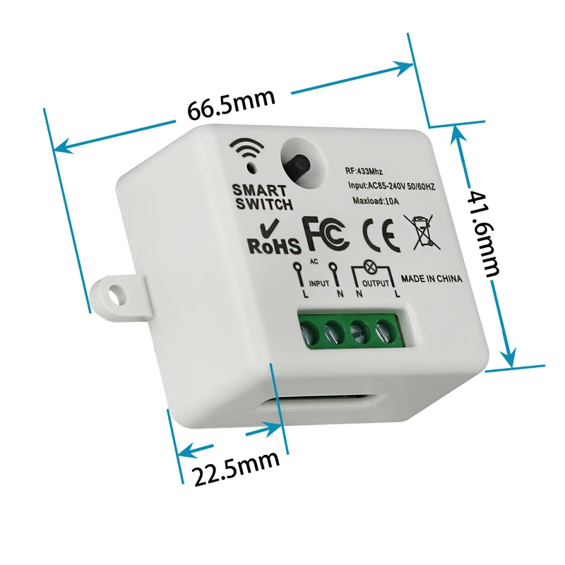 가정용 조명기구 환기 장비 및 기타 필드용 AC100-240V 1 채널 컨트롤러, 433MHz