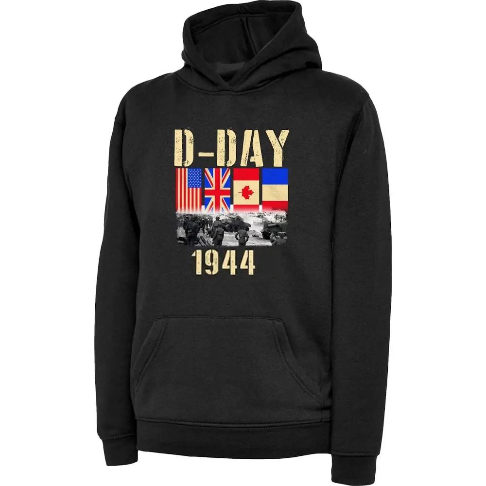 D-Day هوديي نورماندي الهبوط 81th-82th الذكرى 1944 المملكة المتحدة المخضرم هدية هود أعلى Harajuku بلوزات الرجال الملابس الشارع الشهير #2