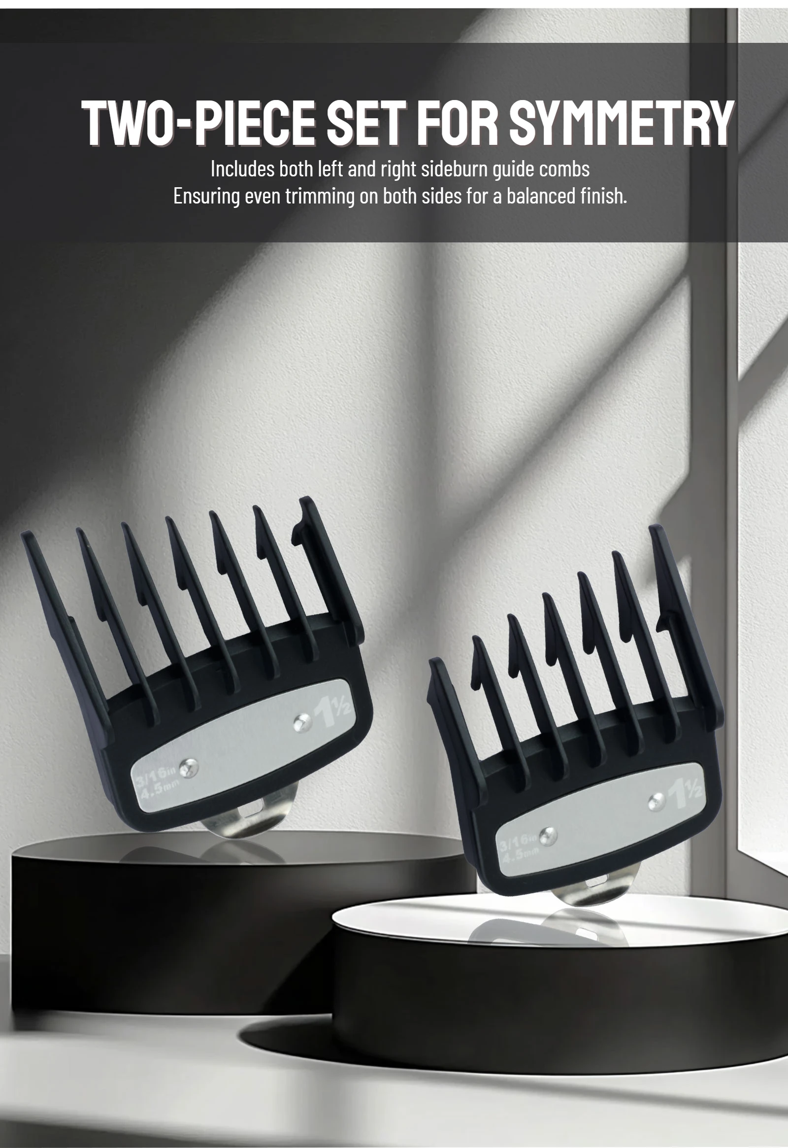 2 Stücke Professionelle Koteletten Friseur Haarschnitt Führungskamm Haarschneidemaschine Grenzkämme Trimmer Wachen Befestigung Styling Werkzeuge 3mm/4,5mm – Detail 8
