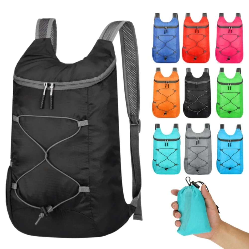 Simple Large Capacity Foldable Backpack Folding Waterproof Climb Bag Zipper Travel Storage Bags Lightweight Nylon Bag Unisex