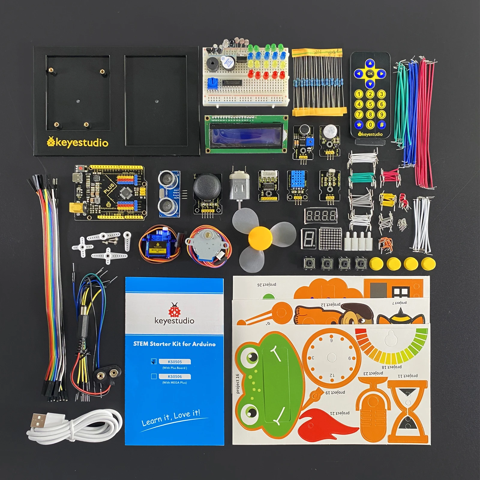 Kidsbits Keyestudio STEM Plus Board Starter Kit For Arduino Starter Kit Full Set Complete Electronic Programming DIY Projects