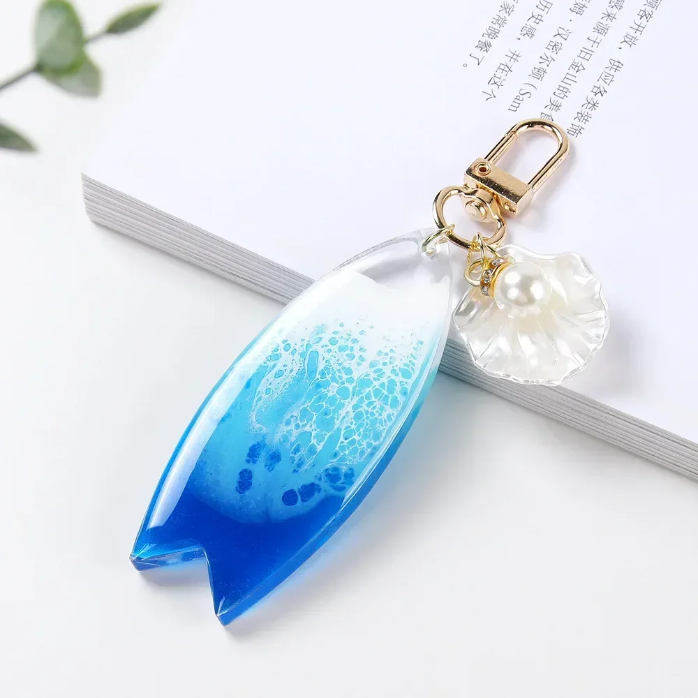 DIY Custom Ocean-Inspired Art Pearl Shell Keychain Charm - Resin & Alloy Collection Ocean Themed / Beach and Sea Themed