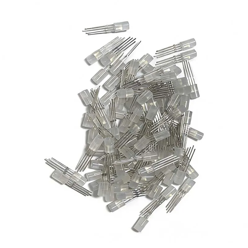 200PCS F5MM WS2812D RGB Through-Hole LED Diode, Round Transparent Mist Lens Built-in IC Full Color Lamp Beads