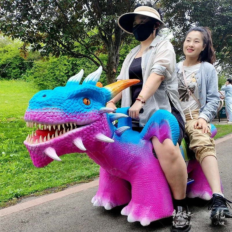 Children's riding dinosaur battery car parent-child interactive trolley dinosaur electric cycling bike amusement equipment