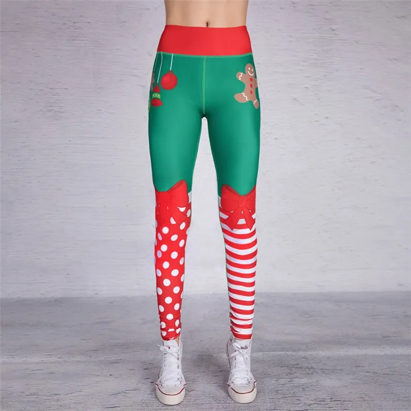 Mallas de moda de cintura alta para mujer, mallas deportivas para correr y Yoga, mallas con estampado navideño, mallas ajustadas para gimnasio