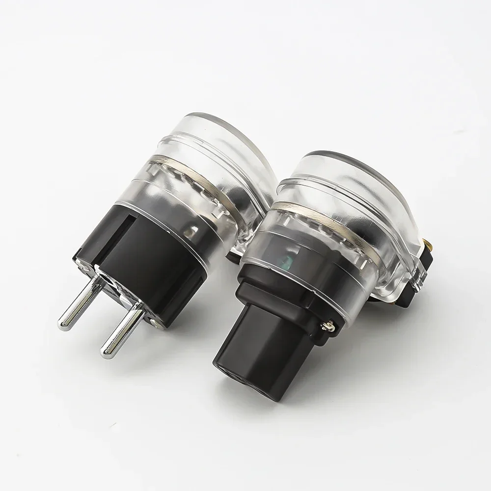 

Hi-Fi Audio System Upgrade Parts, Rhodium-Plated L-Shaped IEC 320 to Schuko Power Connector for DIY Power Cable Builds