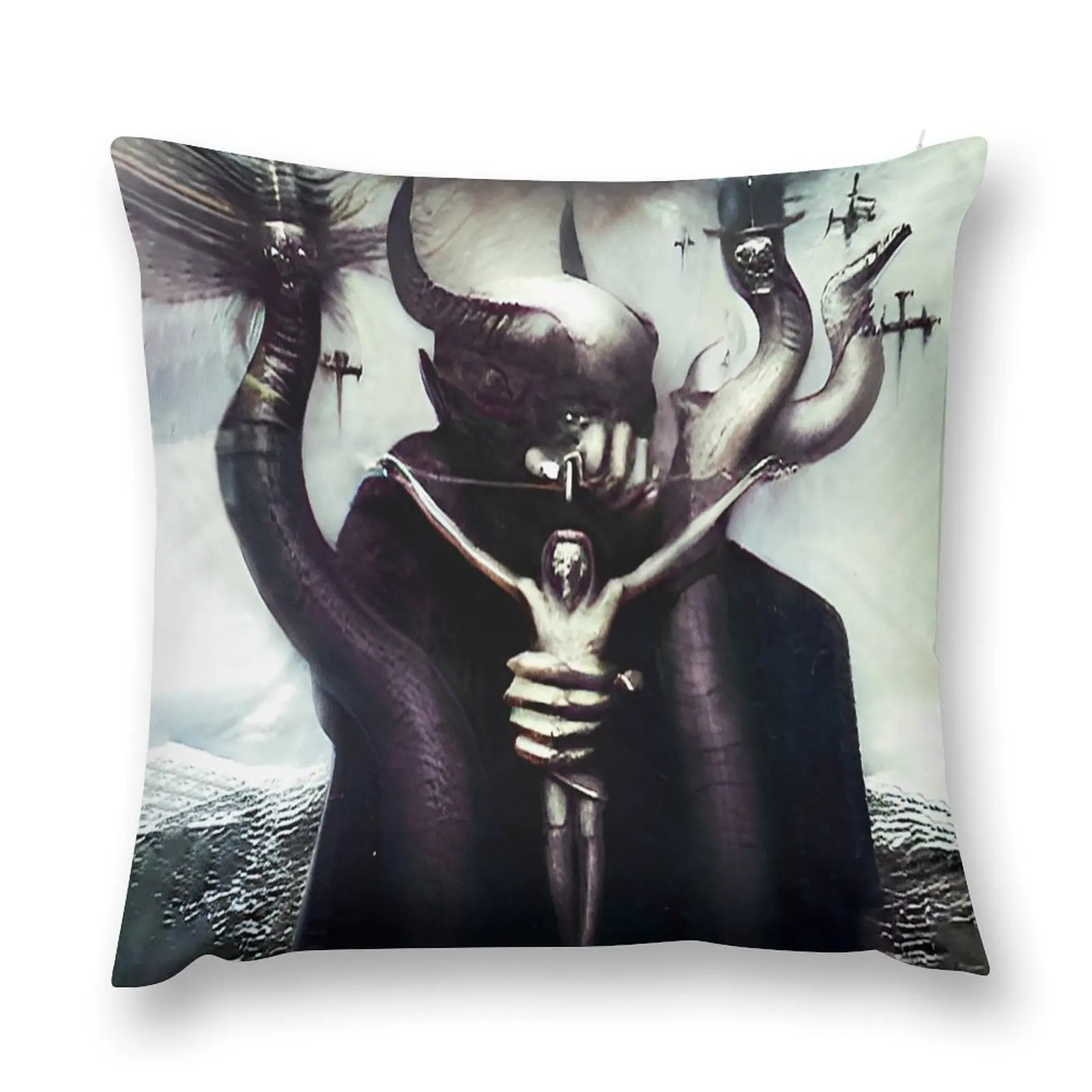 HR Giger Satan Throw Pillow Elastic Cover For Sofa Cushions Home Decor Cushion Covers For Living Room Sofa Cushions Cover pillow