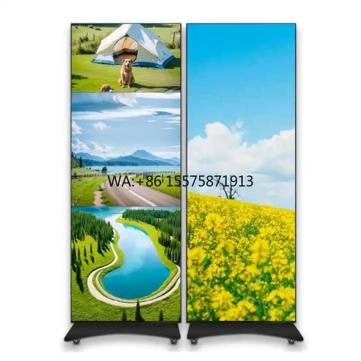 Factory Hot Selling Led Poster 640x1920mm Screen GOB P1.8 Flooring Standing LED Folding Advertising Poster Led Display Events